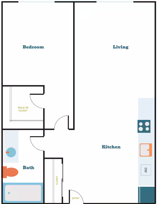 1 Bedroom 1 Bath (1.1) 320 floor plan